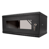 Armadio rack 19" 6U, 450mm, porta in vetro, nero