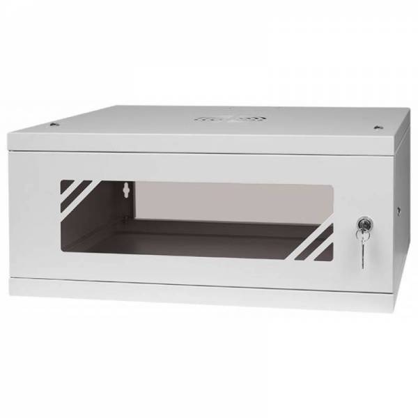 Armadio rack 19" 4U, 450mm, porta in vetro, grigio