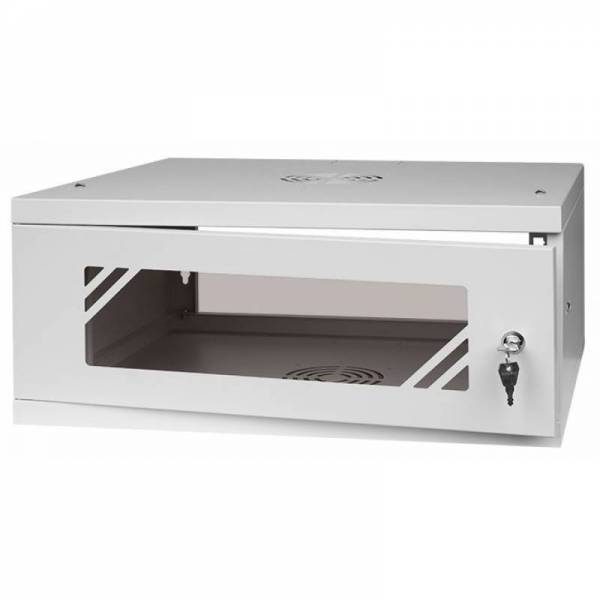 Armadio rack 19" 4U, 450mm, porta in vetro, grigio