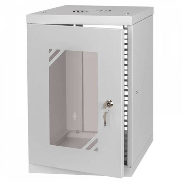 Armadio rack 10" 9U, 300mm, porta in vetro, grigio