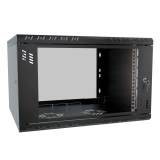 Armadio rack 19" 6U, 350mm, porta in vetro, nero