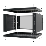 Armadio rack 19" 6U, 350mm, porta in vetro, nero