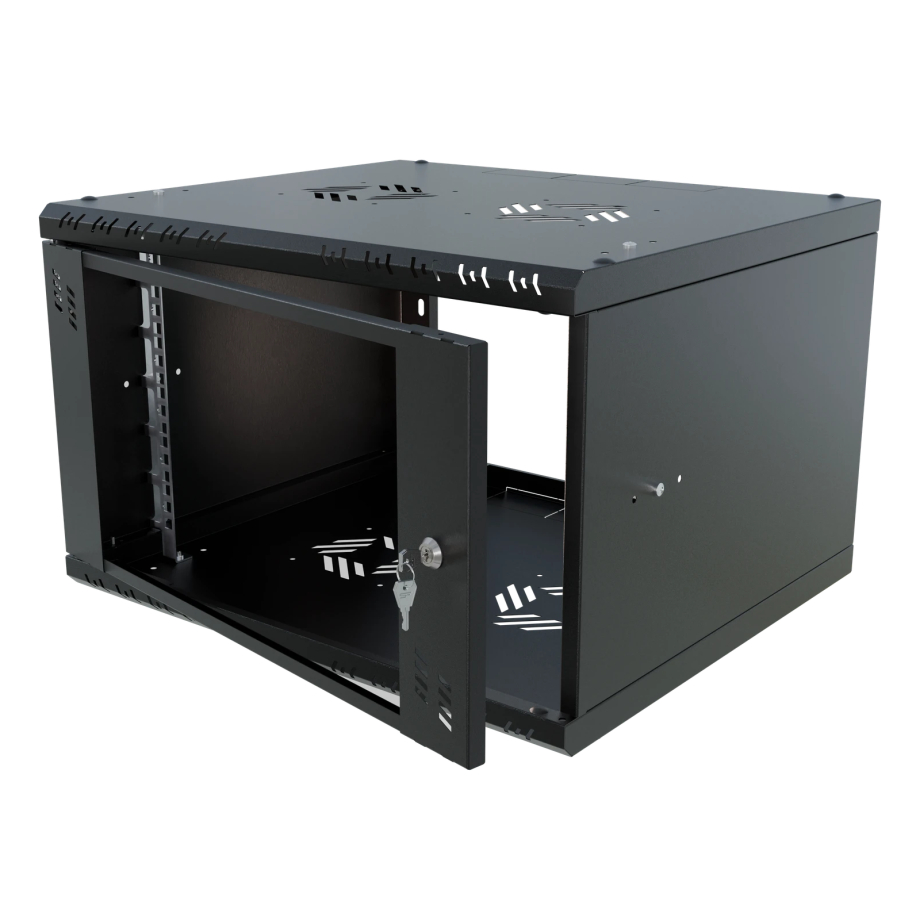 Armadio rack 19" 6U, 350mm, porta in vetro, nero