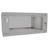 Armadio rack 19" 4U, 350mm, porta in vetro, grigio