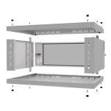 Armadio rack 19" 4U, 350mm, porta in vetro, grigio