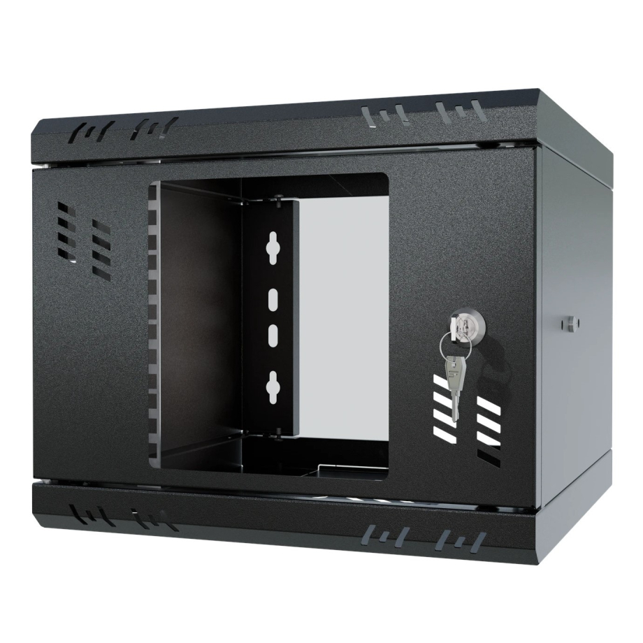 Armadio rack 10" 4U, 300mm, porta in vetro, nero