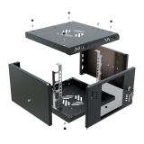 Armadio rack 10" 4U, 300mm, porta in vetro, nero