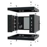 Armadio rack 10" 4U, 300mm, porta in vetro, nero