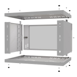 Armadio rack 19" 6U, 350mm, porta in vetro, grigio