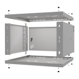 Armadio rack 19" 6U, 450mm, porta piena, grigio