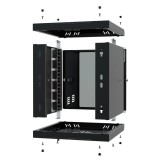 Armadio rack 10" 6U, 300mm, porta in vetro, nero