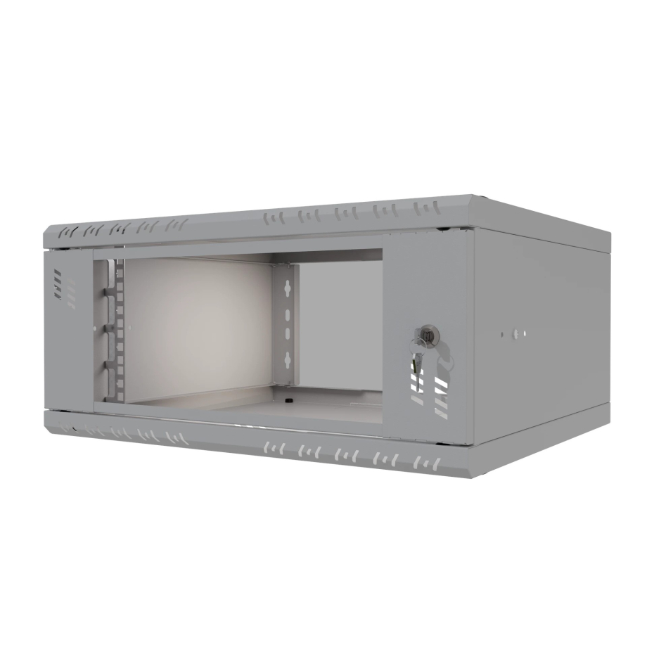 Armadio rack 19" 4U, 450mm, porta in vetro, grigio