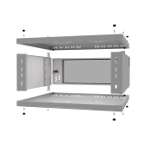 Armadio rack 19" 4U, 450mm, porta in vetro, grigio