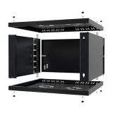 Armadio rack 19" 6U, 450mm, porta piena, nero