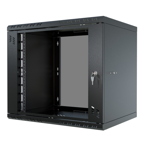 Armadio rack 19" 9U, 600mm, porta in vetro, nero